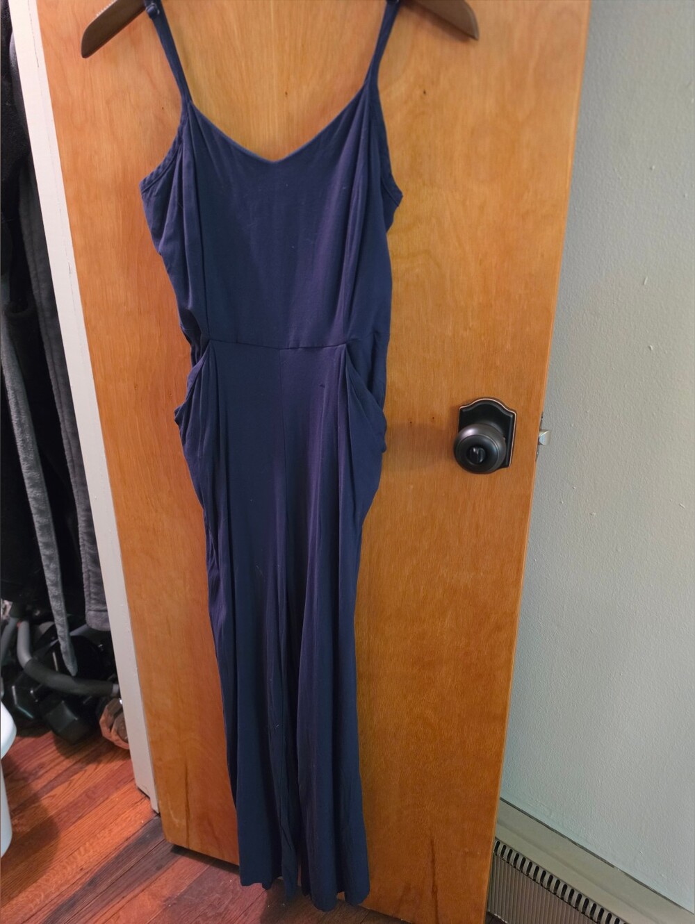 Market & Spruce Navy Blue Spaghetti Strap Jumpsuit